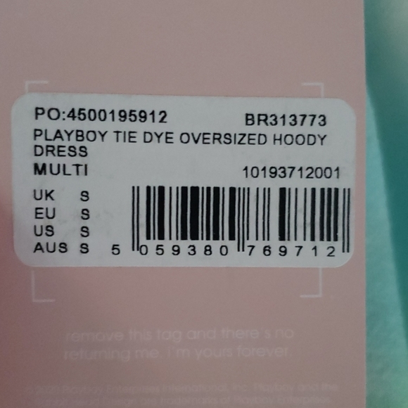 NEW & RARE playboy tie dye oversized hoodie dress - Picture 3 of 5